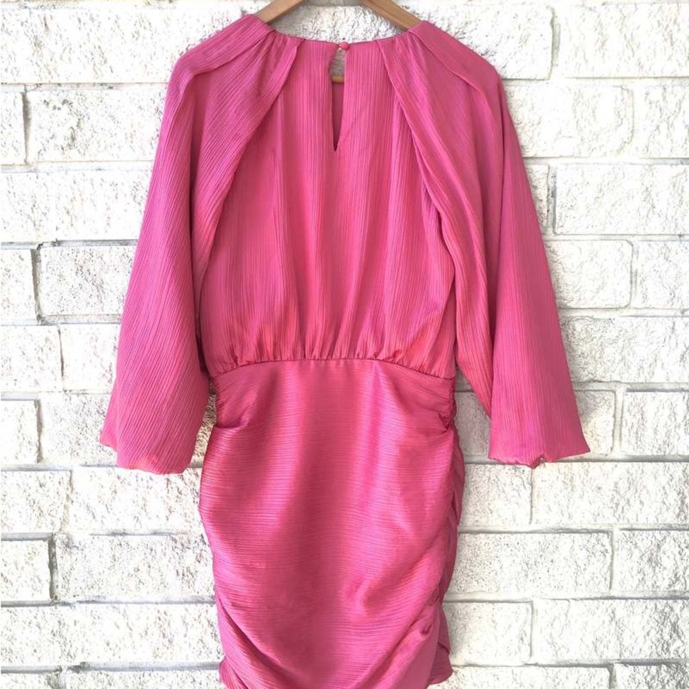 Veronica Beard Pink Ruched Asymmetrical Sheath Dress
